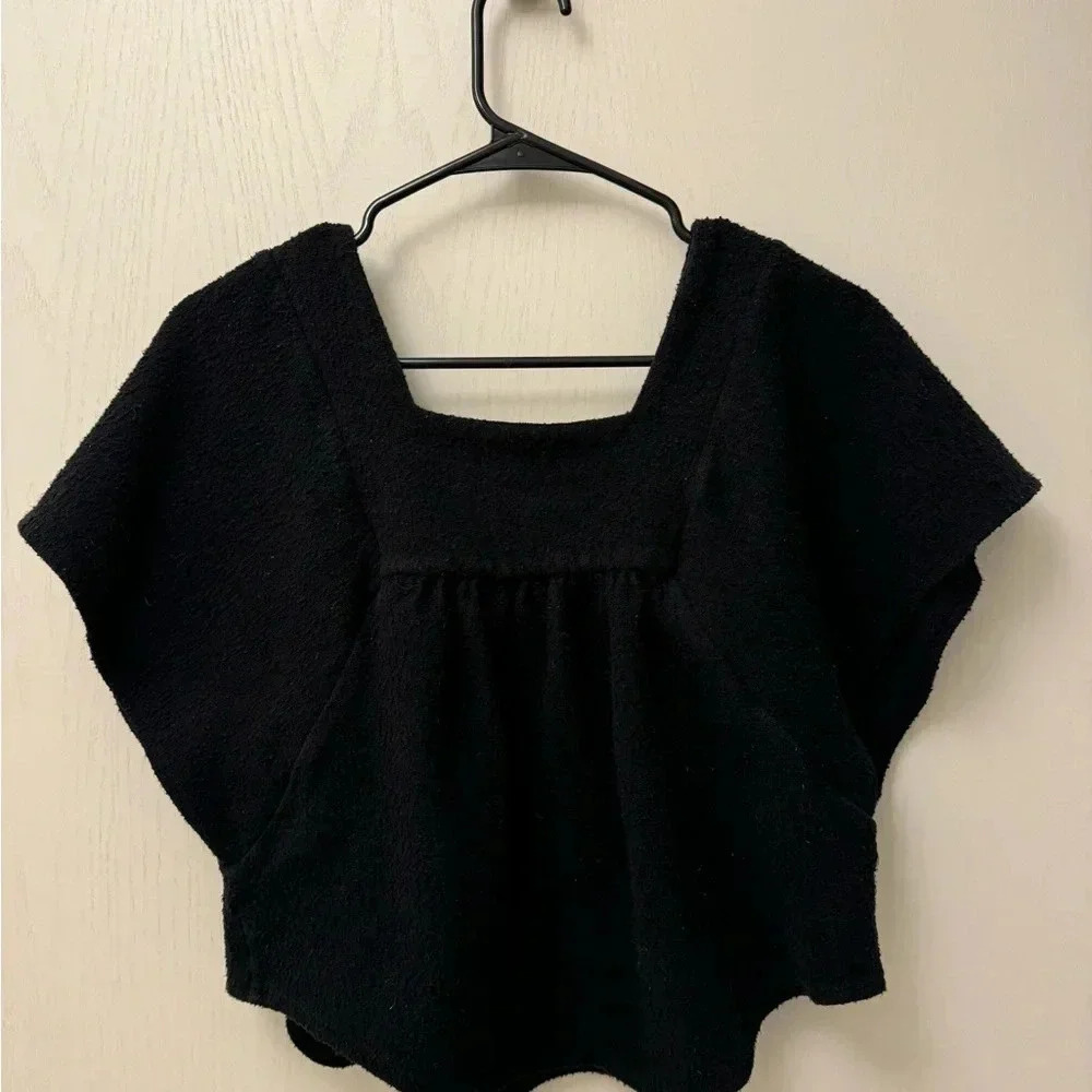 Black‎ Madewell Texture & Thread Butterfly Top Size S EUC - Picture 9 of 10